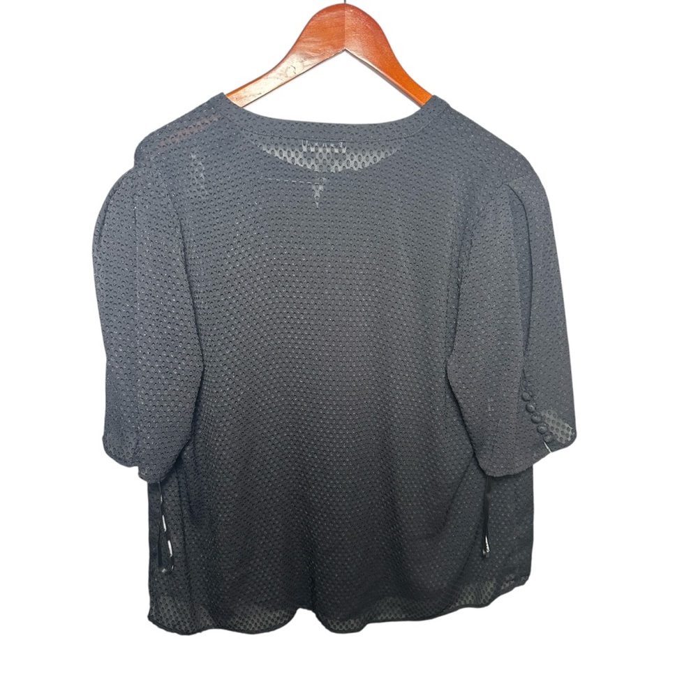 Calvin Klein Black 3/4 Sleeve Tie Front Blouse Plus  1X - Picture 3 of 7